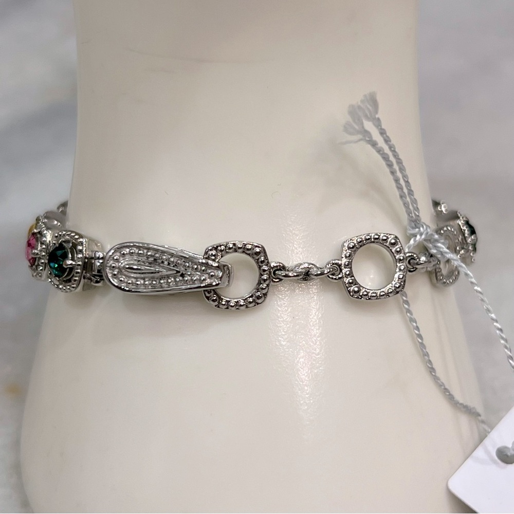 SWAROVSKI Multicolor Crystal Silver Link Bracelet - Picture 14 of 15